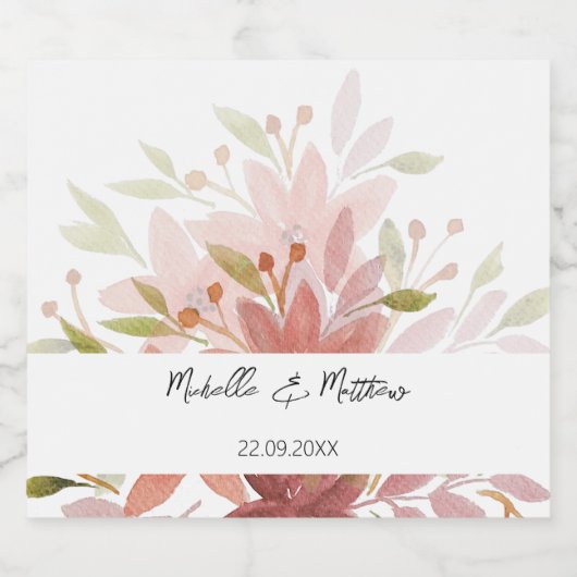 テラコッタエレガントウォーター色のフローラパーソナライズされた リキュールボトルラベル (シングルラベル)