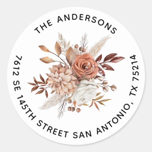 テラコッタエレガントウォーター色フローラ ラウンドシール (正面)