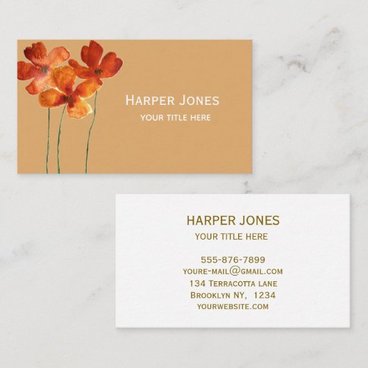 テラコッタエレガントウォーター色秋ボホフローラ 名刺 (正面/裏面)