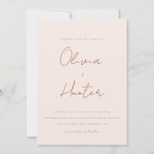 テラコッタエレガントオールインワン結婚式招待状 招待状 (正面)