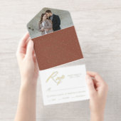 テラコッタエレガントゴールドフォイル書道結婚の作品 オールインワン招待状 (切り取り部)