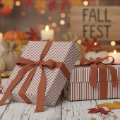 テラコッタエレガントシンストライプの ラッピングペーパー