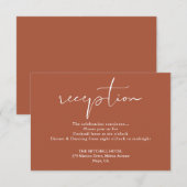 テラコッタエレガントスクリプトウェディングレセプション エンクロージャーカード (正面/裏面)
