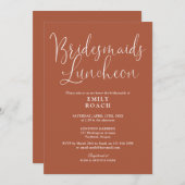 テラコッタエレガントスクリプトブリデスメイド昼食会 招待状 (正面/裏面)