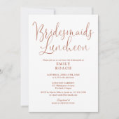 テラコッタエレガントスクリプトブリデスメイド昼食会 招待状 (正面)
