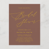 テラコッタエレガントスクリプトモダンブライダルシャワー インビテーションポストカード (正面)