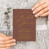テラコッタエレガントスクリプトモダンブライダルシャワー 招待状