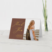 テラコッタエレガントスクリプト卒業ありがとう 箔グリーティングカード (正面)