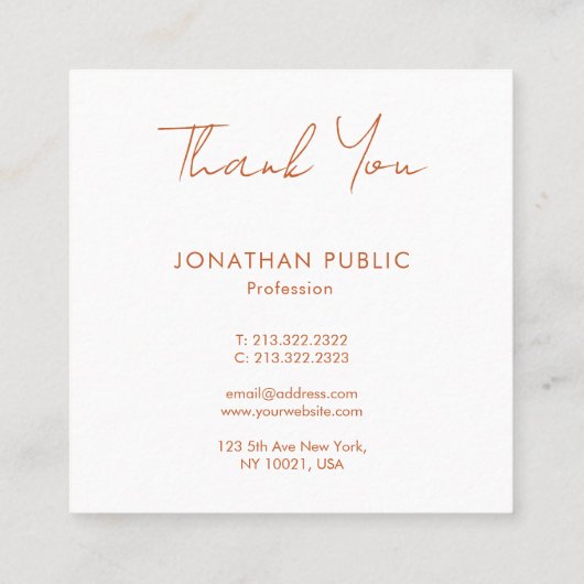 テラコッタエレガントトレンディーご注文ありがとうございます スクエア名刺 (裏面)