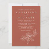 テラコッタエレガントフローラオールインワン結婚BOHO 招待状 (正面)