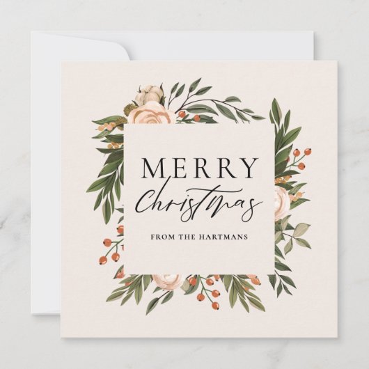テラコッタエレガントフローラボホクリスマス シーズンカード (正面)