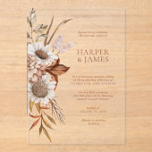 テラコッタエレガントフローラボホ秋の結婚式 アクリル招待状 (正面)