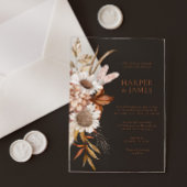 テラコッタエレガントフローラボホ秋の結婚式 アクリル招待状