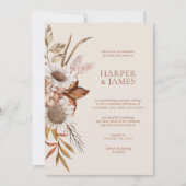 テラコッタエレガントフローラボホ秋の結婚式 招待状 (正面)