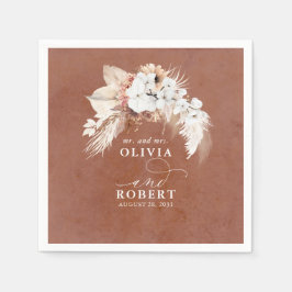 テラコッタエレガントフローラボホ結婚ズ スタンダードカクテルナプキン