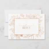 テラコッタエレガントフローララインアート結婚のQRコード 出欠カード (正面)