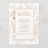 テラコッタエレガントフローララインアート結婚ズ詳細 エンクロージャーカード (正面)