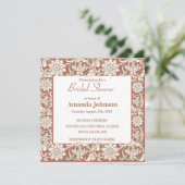 テラコッタエレガントフローラルパターンブライダルシャワー 招待状 (スタンド正面)