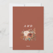 テラコッタエレガントフローラ結婚式の日付を保存 シーズンカード (裏面)