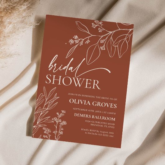 テラコッタエレガントブライダルシャワー招待 招待状