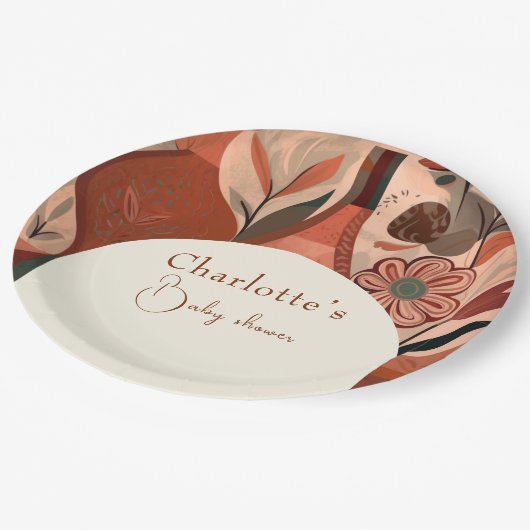テラコッタエレガントボホベイビーシャワー ペーパープレート (アングル)