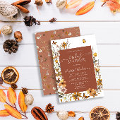 テラコッタエレガントボホワイルドフラワーズブライダルシャワー 招待状