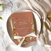 テラコッタエレガントボホワイルドフラワーズブライダルシャワー 招待状