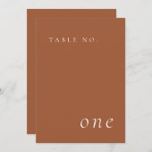 テラコッタエレガントミニマリストテーブル番号カード 招待状 (正面/裏面)