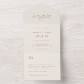 テラコッタエレガントミニマル涙オフ結婚ズ オールインワン招待状 (内側)