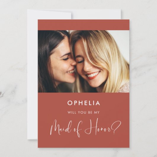 テラコッタエレガントメイド・オブ・オーナー（花嫁付き添い人）提案カード 招待状 (正面)