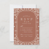 テラコッタエレガントロマンチックなヴィンテージ結婚式RSVP 出欠カード (正面)