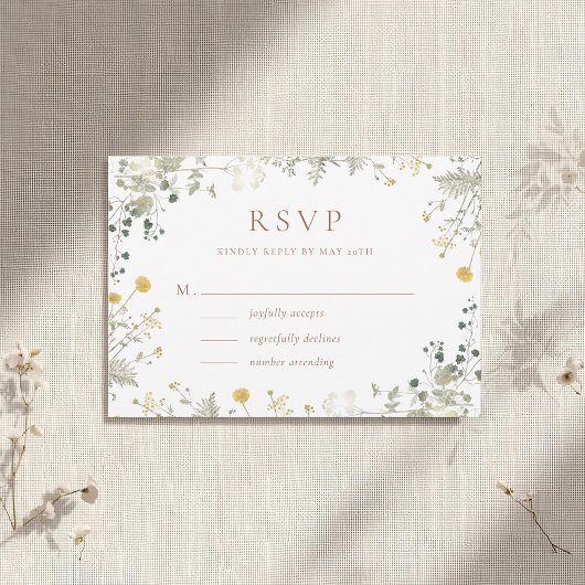 テラコッタエレガントワイルドフラワー結婚ズ 出欠カード