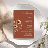 テラコッタエレガントワイルドフラワー結婚式 プログラムカード