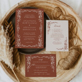 テラコッタエレガントヴィンテージウェディング 招待状