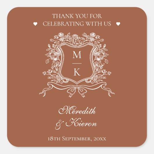 テラコッタエレガントヴィンテージクレストボホサンキュー スクエアシール (正面)