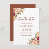 テラコッタエレガントーをテーマにした水のカラーフローラ セーブザデート (正面/裏面)