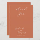 テラコッタエレガント台本の書結婚道の サンキューカード (正面/裏面)