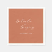 テラコッタエレガント台本の書結婚道の スタンダードカクテルナプキン (正面)