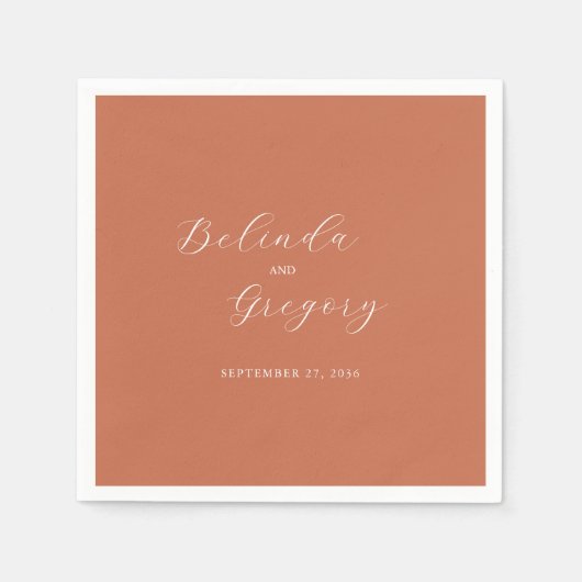 テラコッタエレガント台本の書結婚道の スタンダードカクテルナプキン (正面)