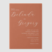テラコッタエレガント台本の書結婚道の ベラム紙招待状 (正面)