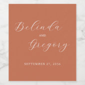 テラコッタエレガント台本の書結婚道の ワインラベル (シングルラベル)