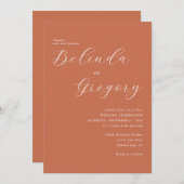 テラコッタエレガント台本の書結婚道の 招待状 (正面/裏面)