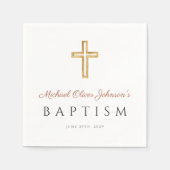 テラコッタエレガント宗教十字洗礼 スタンダードカクテルナプキン (正面)
