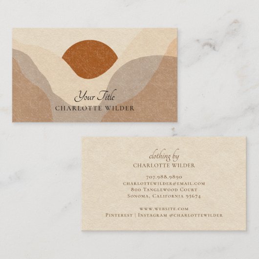 テラコッタエレガント抽象芸術砂漠 名刺 (正面/裏面)