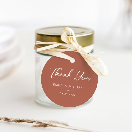 テラコッタエレガント書道秋の結婚式 フェイバータグ