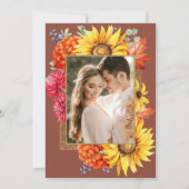 テラコッタエレガント秋の水の色のフローラ写真 招待状 (裏面)