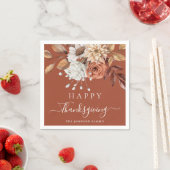 テラコッタエレガント秋フローラハッピーサンクスギビング スタンダードカクテルナプキン (インサイチュ)
