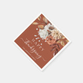 テラコッタエレガント秋フローラハッピーサンクスギビング スタンダードカクテルナプキン (角)