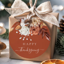 テラコッタエレガント秋フローラハッピーサンクスギビング フェイバータグ