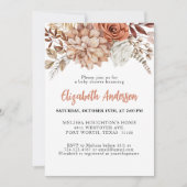 テラコッタエレガント秋フローラベビーシャワー 招待状 (正面)